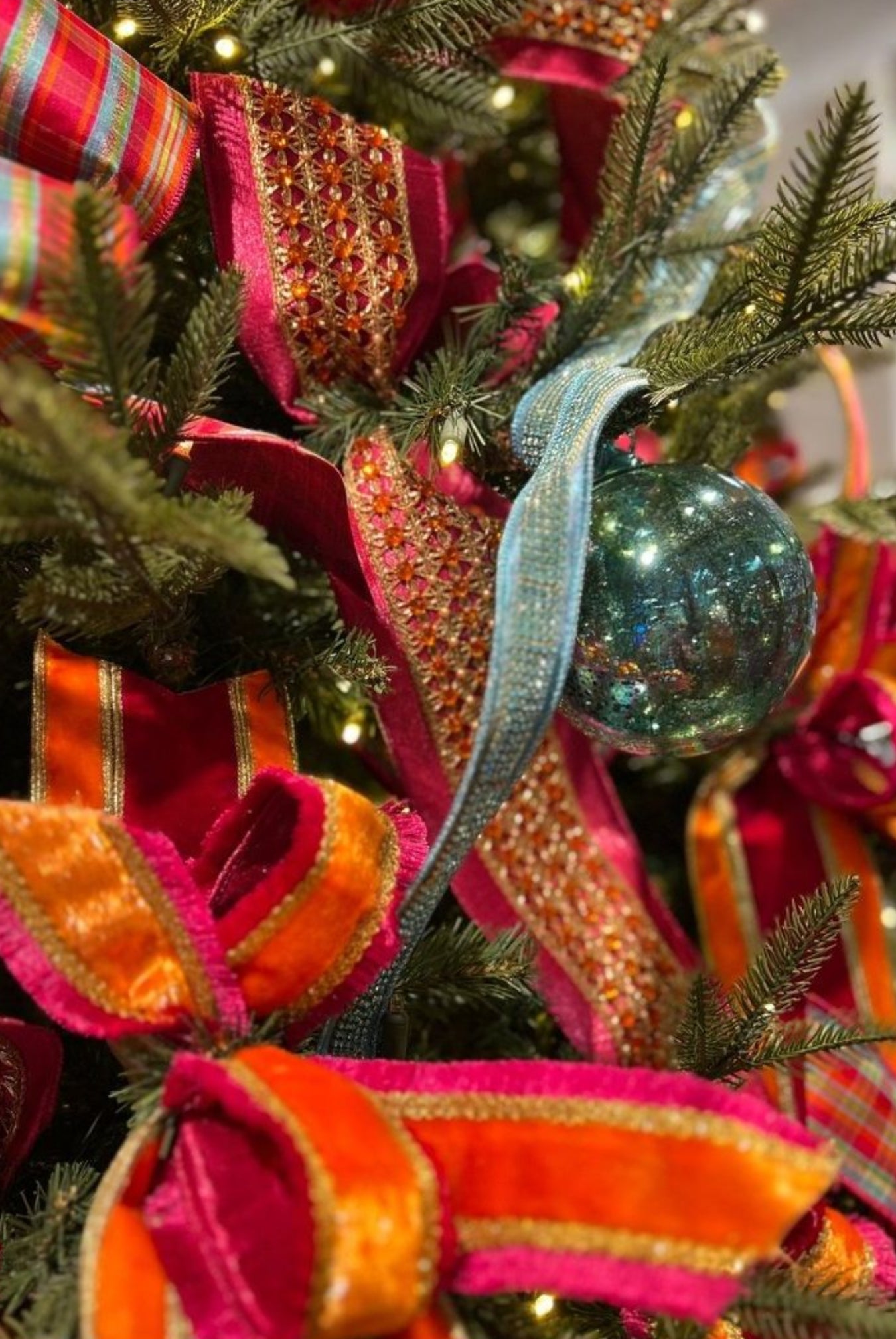 Shop For 1.5" Metallic Dupion Duchess Jewel Ribbon: Hot Pink/Orange (10 Yards) at Michelle's aDOORable Creations