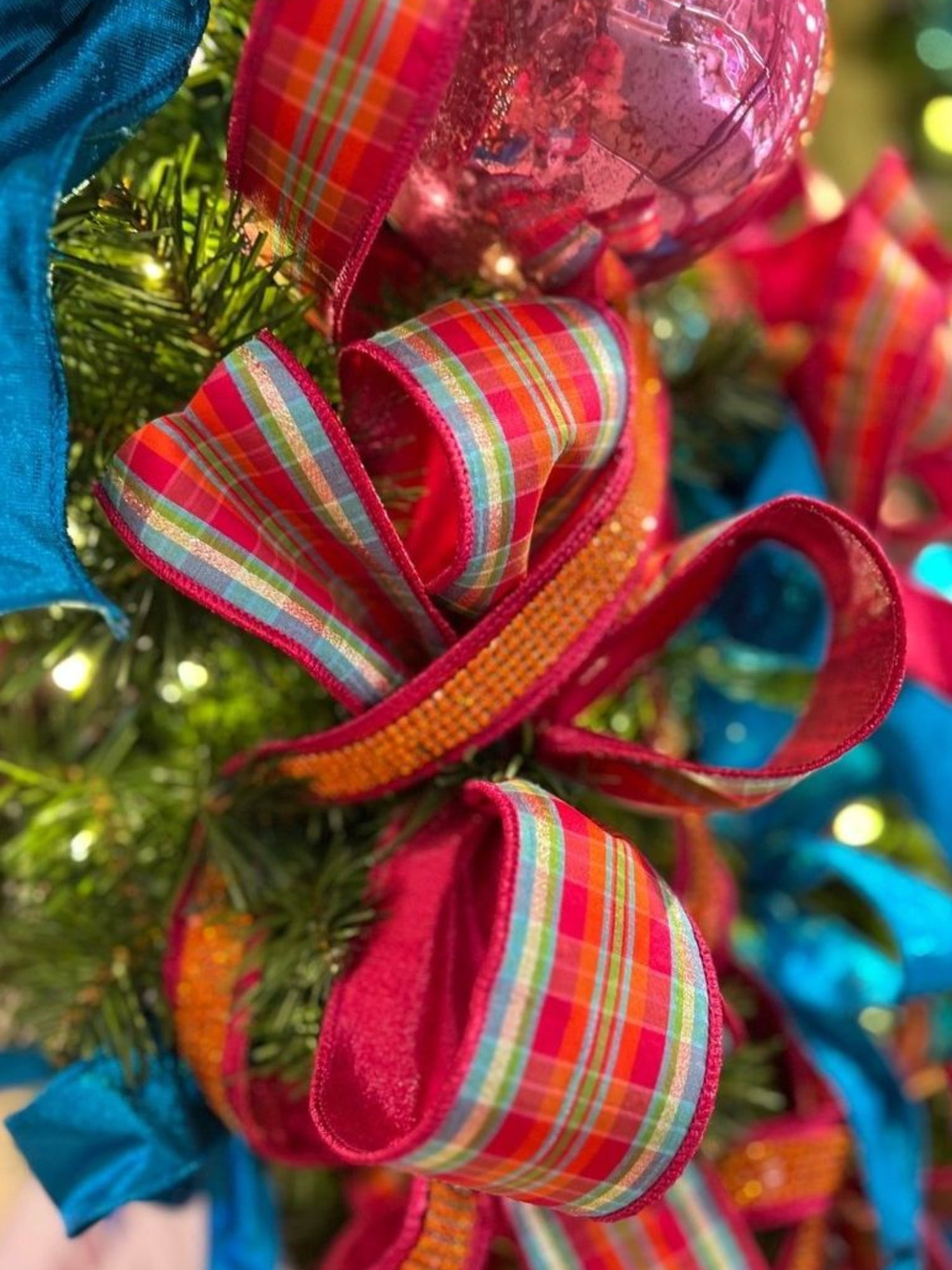 Shop For 1.5" Metallic Dupion Duchess Jewel Ribbon: Hot Pink/Orange (10 Yards) at Michelle's aDOORable Creations