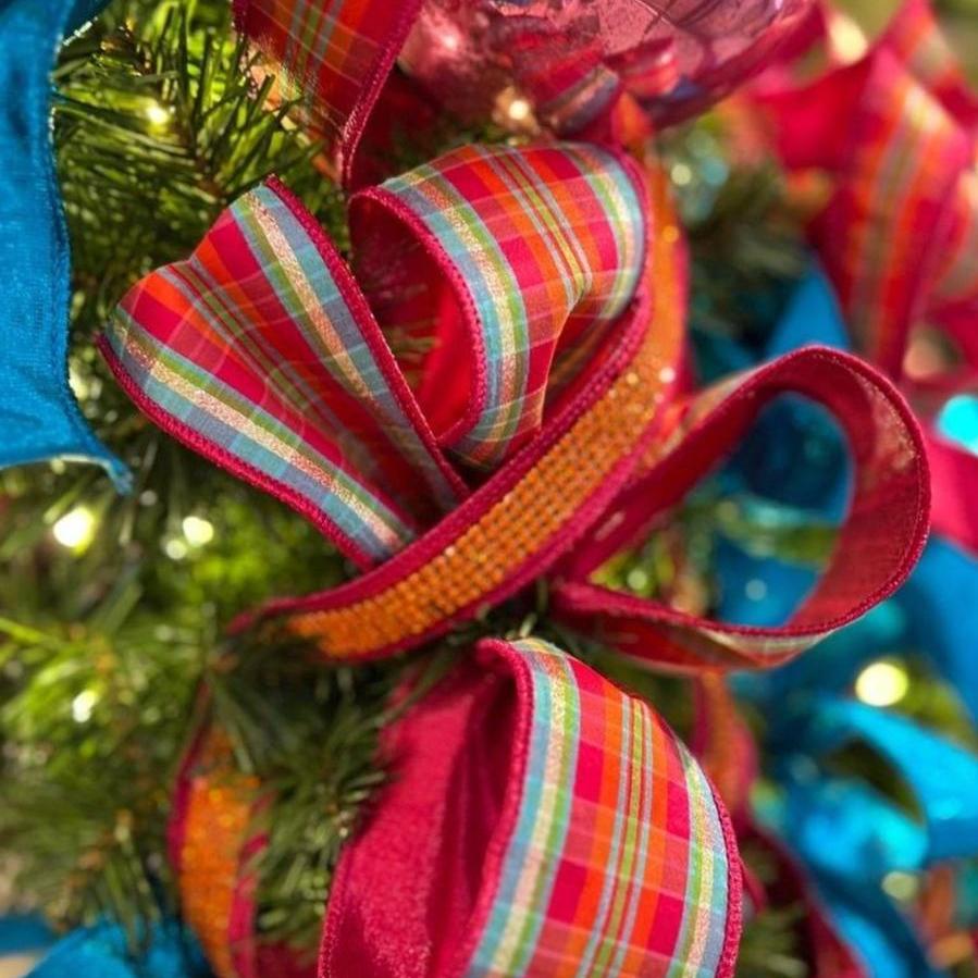 Shop For 1.5" Metallic Dupion Duchess Jewel Ribbon: Hot Pink/Orange (10 Yards) at Michelle's aDOORable Creations