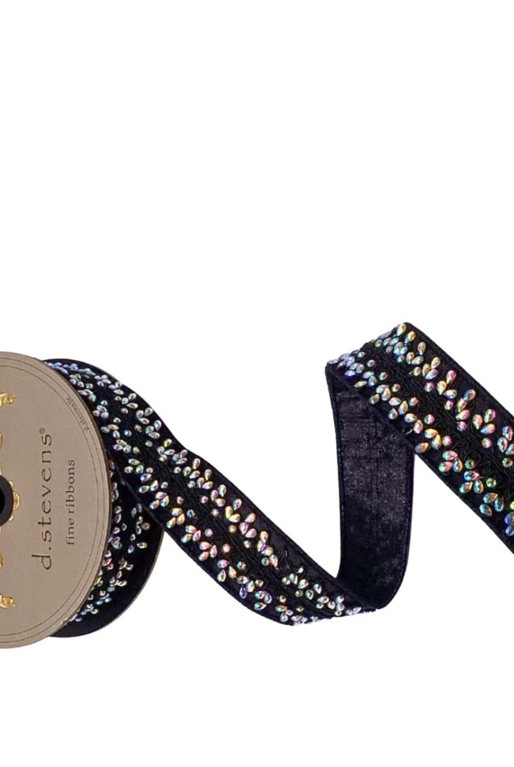 1.5" Metallic Dupion Iris Jewel Ribbon: Black (5 Yards)