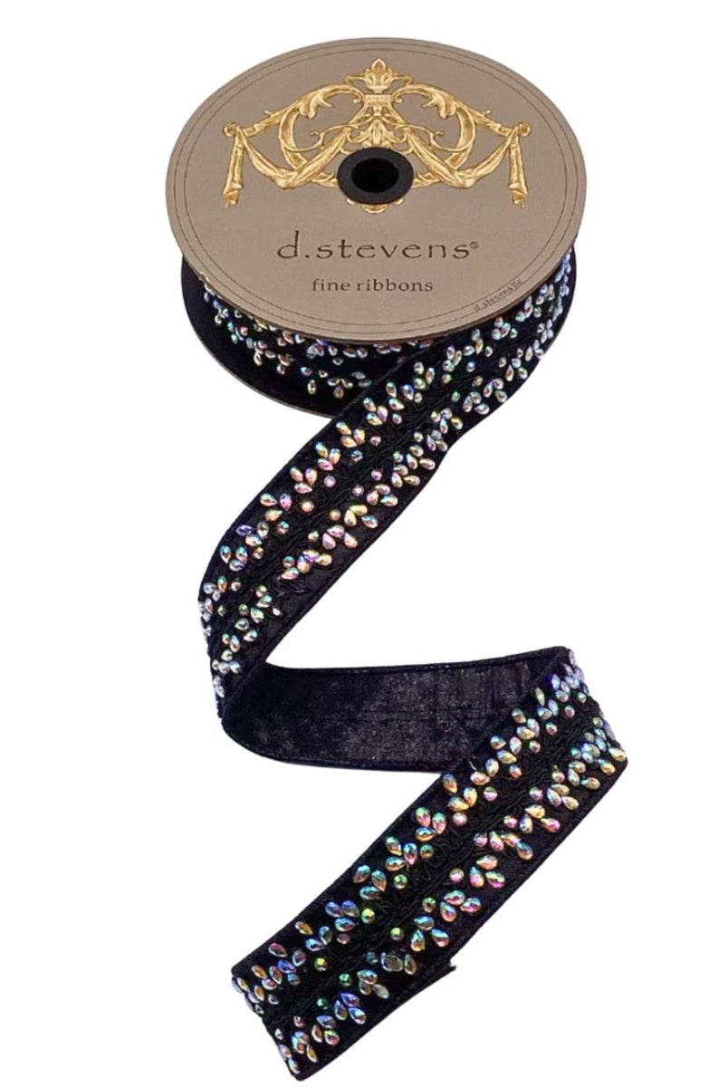 Shop For 1.5" Metallic Dupion Iris Jewel Ribbon: Black (5 Yards)