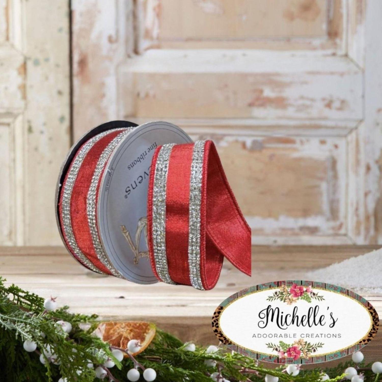 Shop For 1.5" Metallic Dupion Jewel Stripe Ribbon: Red (5 Yards)