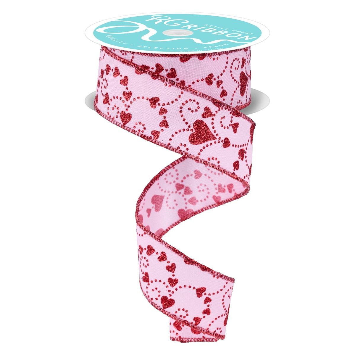 Shop For 1.5" Mini Swirl Heart Ribbon: Pink/Red (10 Yard)