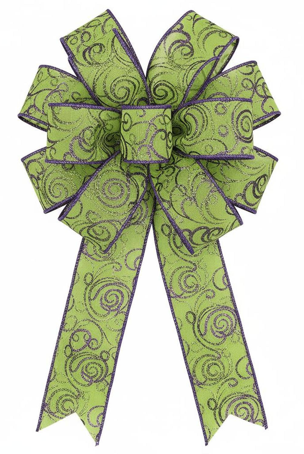 Shop For 1.5" Multi Swirls Glitter Ribbon: Lime Green/Purple (10 Yard)