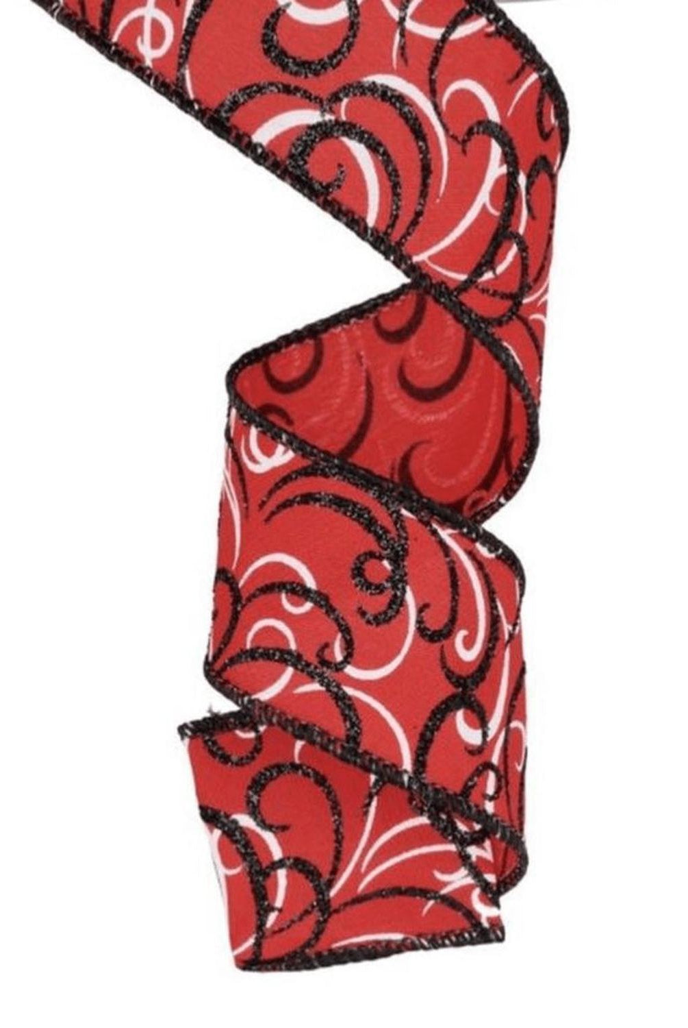 Shop For 1.5" Multi Swirls Glitter Ribbon: Red/Black (10 Yard)