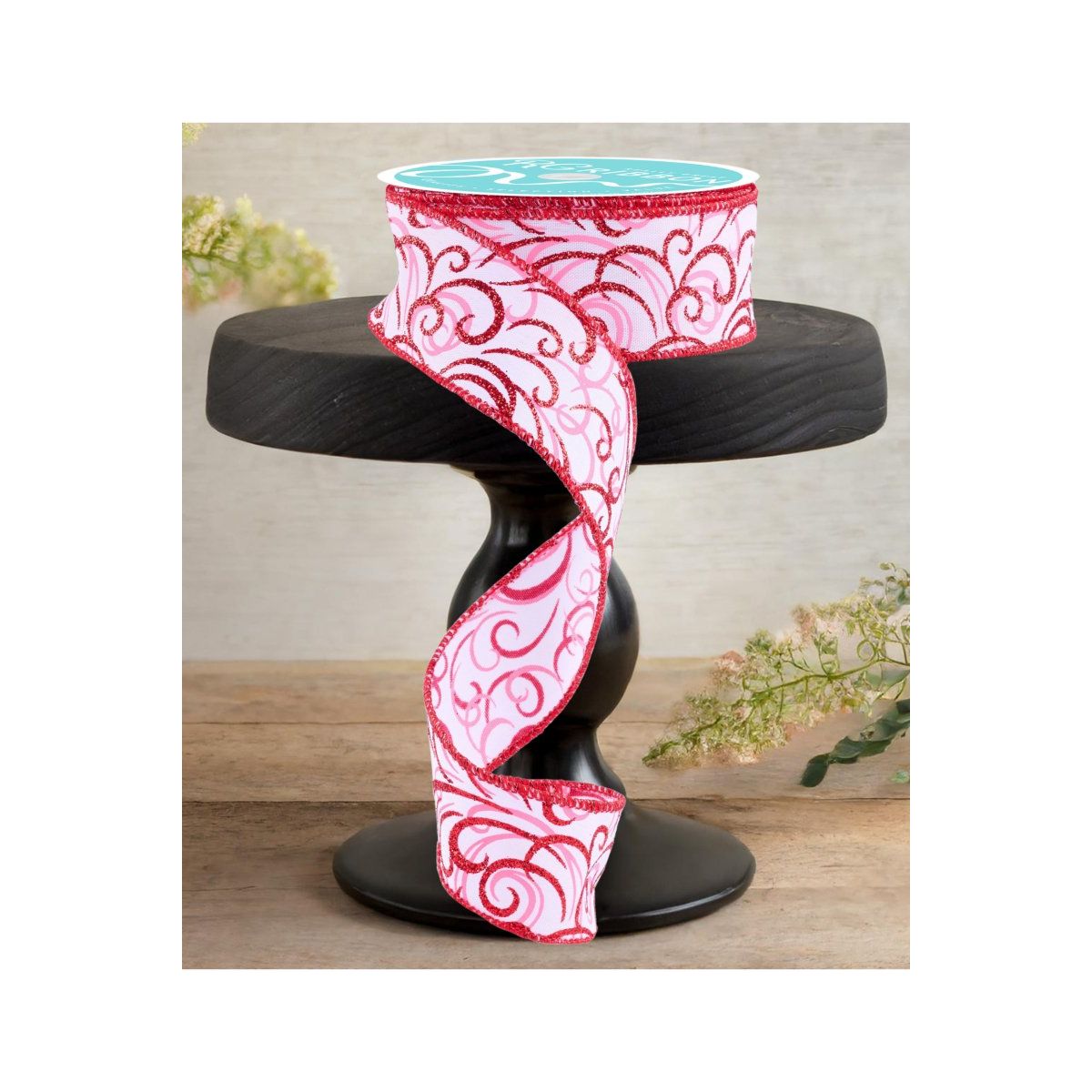 Shop For 1.5" Multi Swirls Glitter Ribbon: White/Pink/Red (10 Yard)