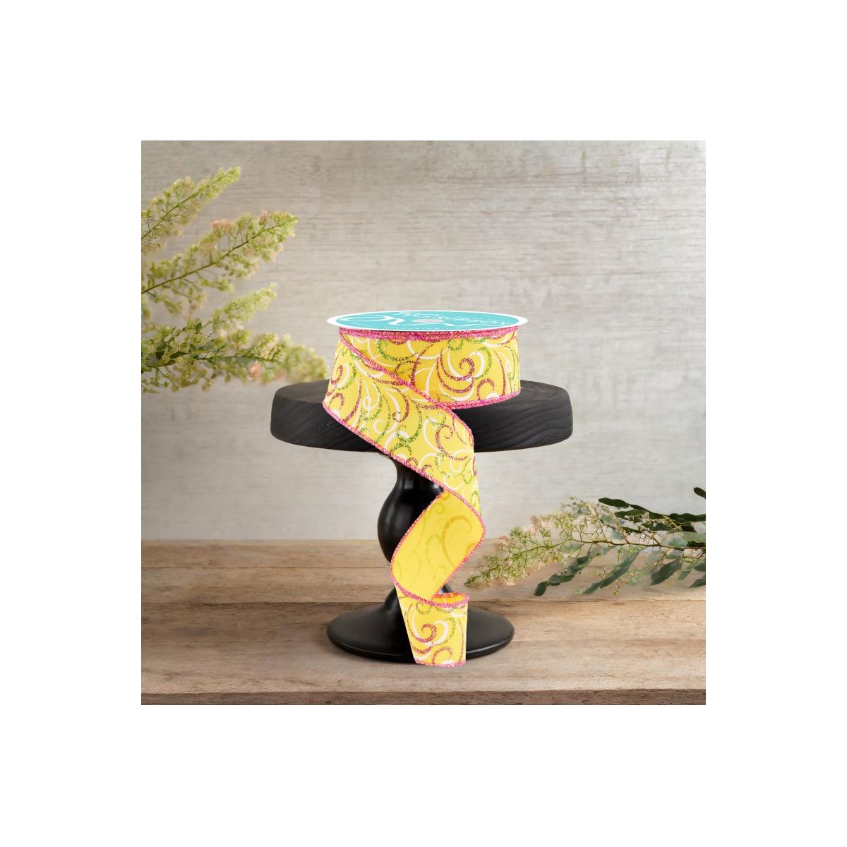 Shop For 1.5" Multi Swirls Glitter Ribbon: Yellow/Pink/Lime (10 Yard)