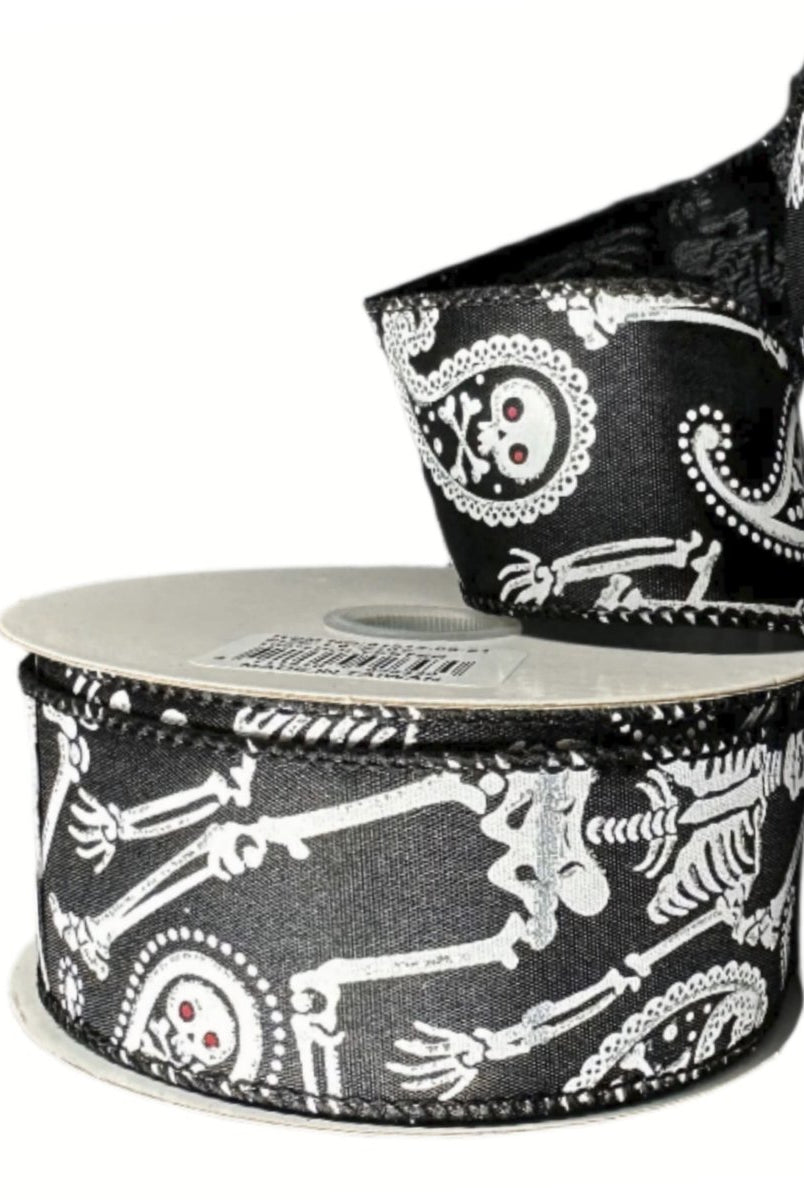 Shop For 1.5" Paisley Skull Halloween Ribbon: Black (10 Yards)