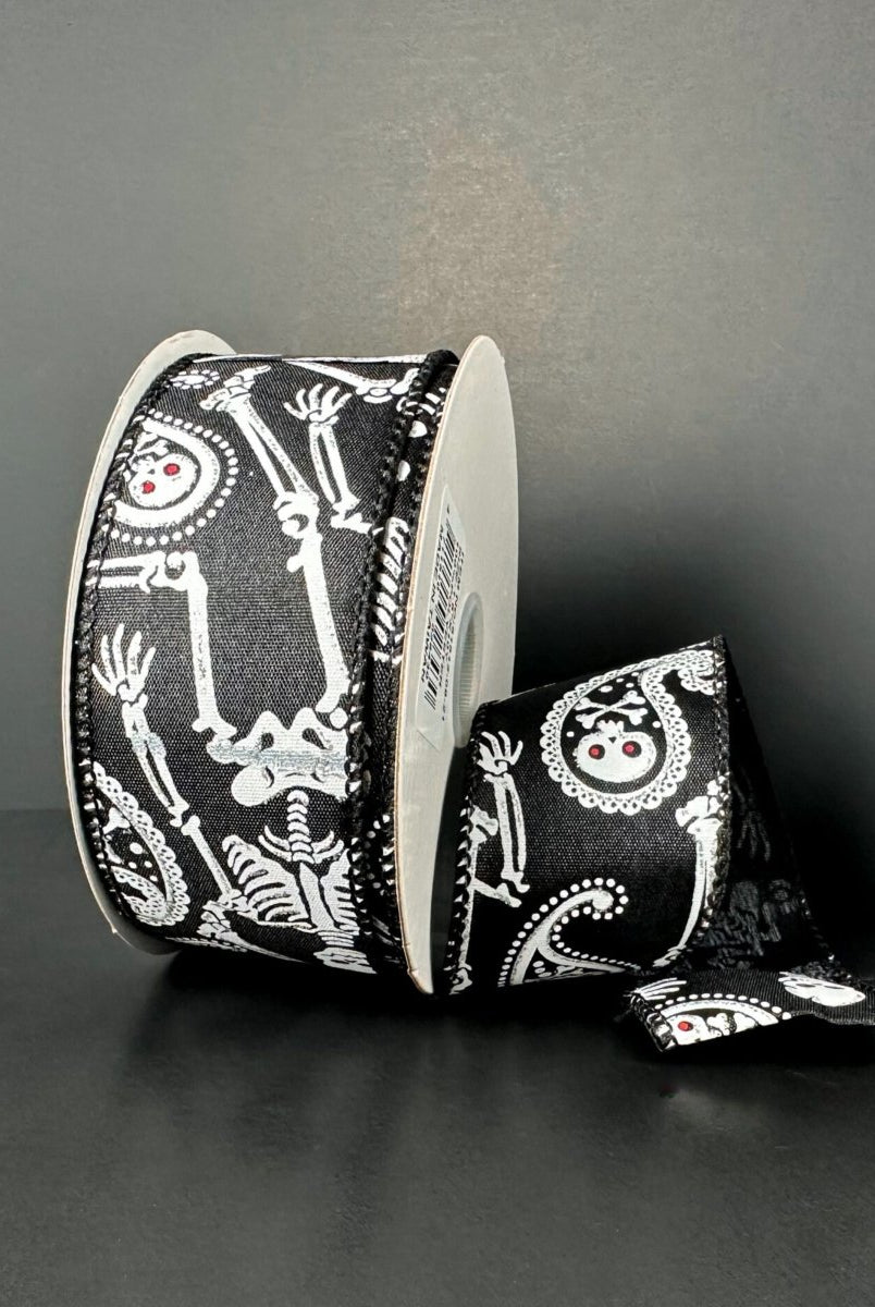 Shop For 1.5" Paisley Skull Halloween Ribbon: Black (10 Yards)