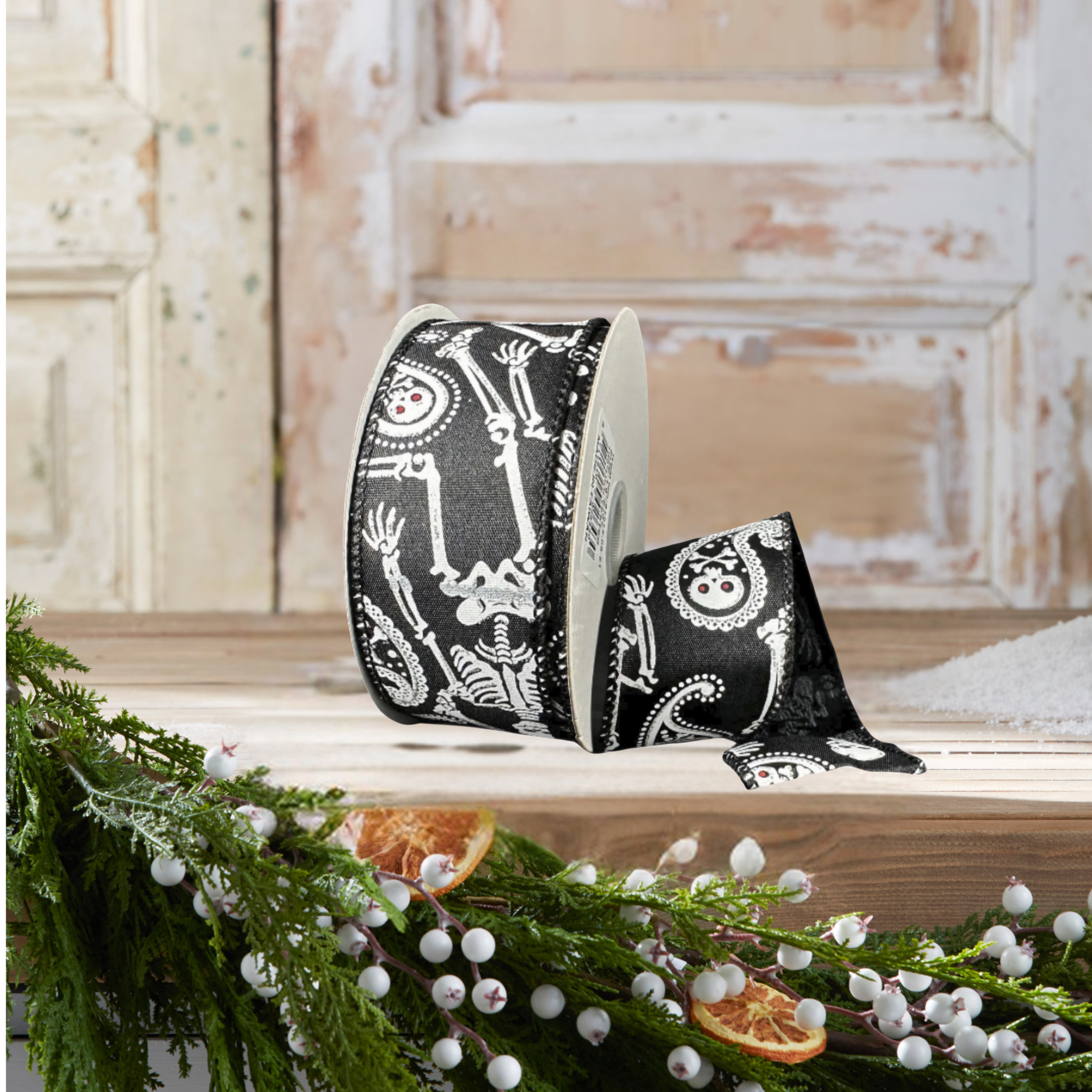 Shop For 1.5" Paisley Skull Halloween Ribbon: Black (10 Yards)
