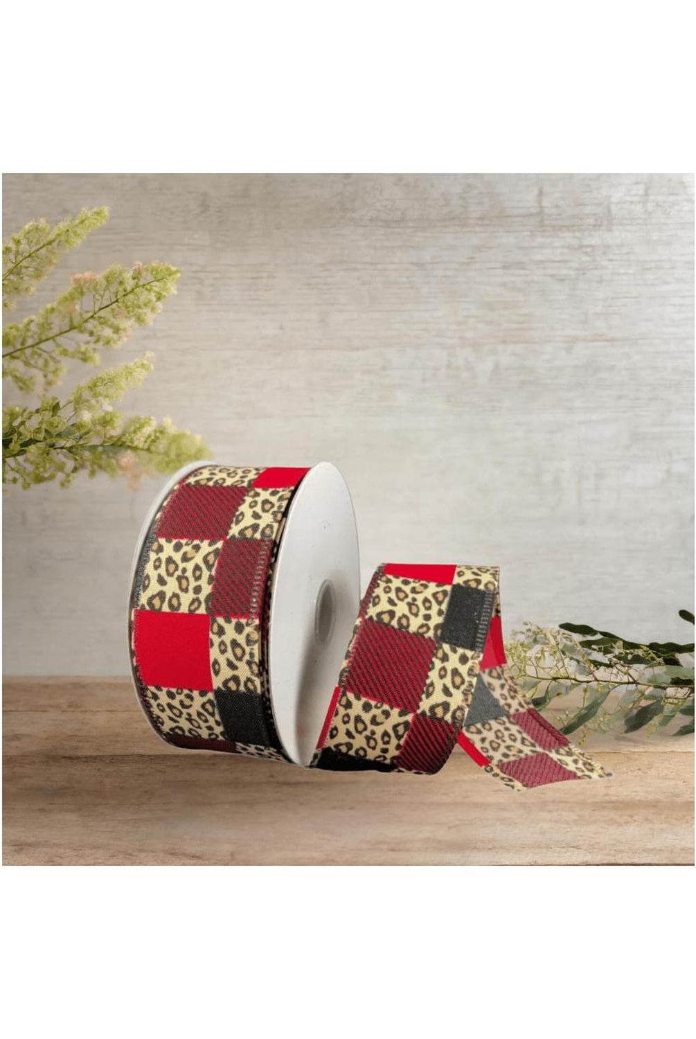 Shop For 1.5" Patchwork Leopard Ribbon: Red (10 Yards)