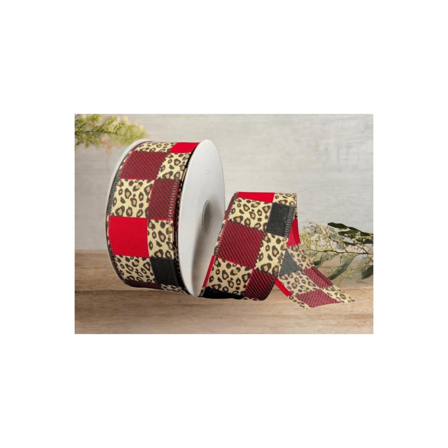 Shop For 1.5" Patchwork Leopard Ribbon: Red (10 Yards)