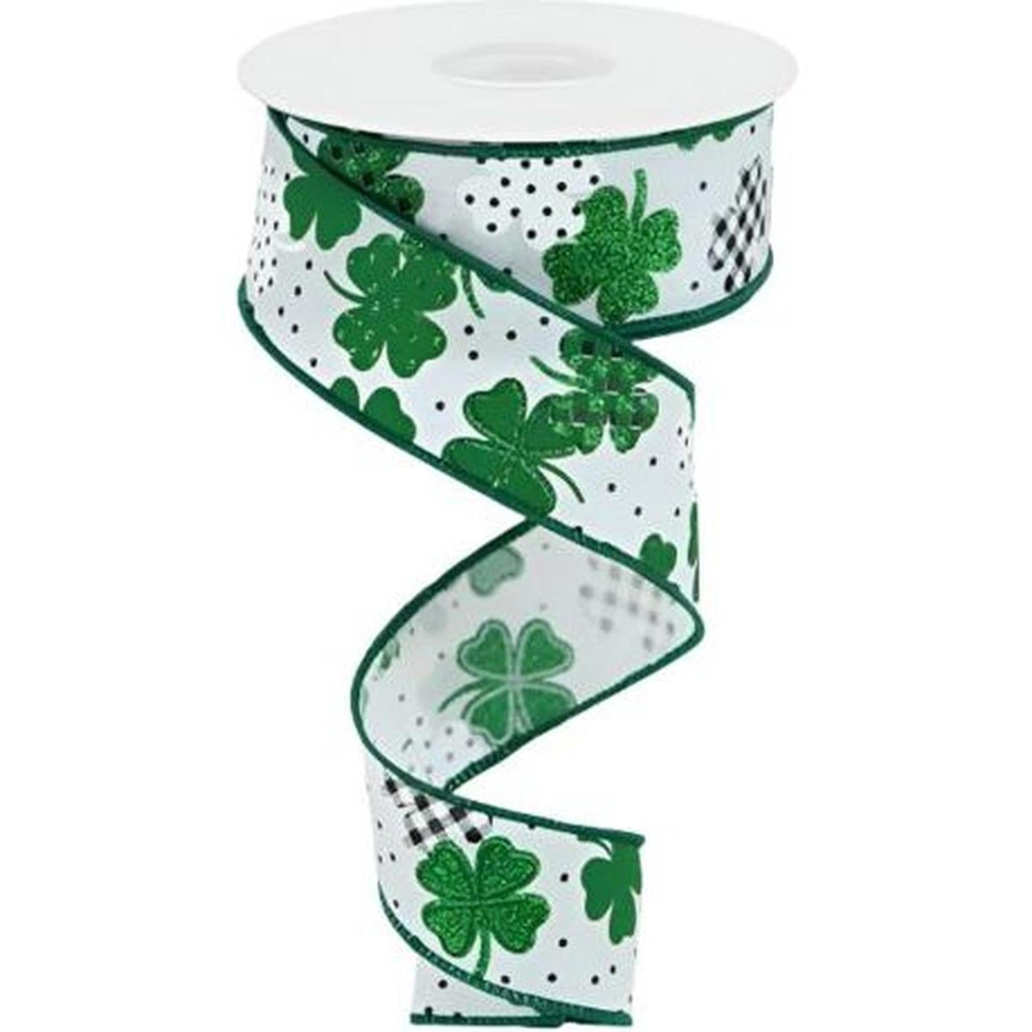 Shop For 1.5" Pattern Shamrock Ribbon: White (10 Yards) at Michelle's aDOORable Creations
