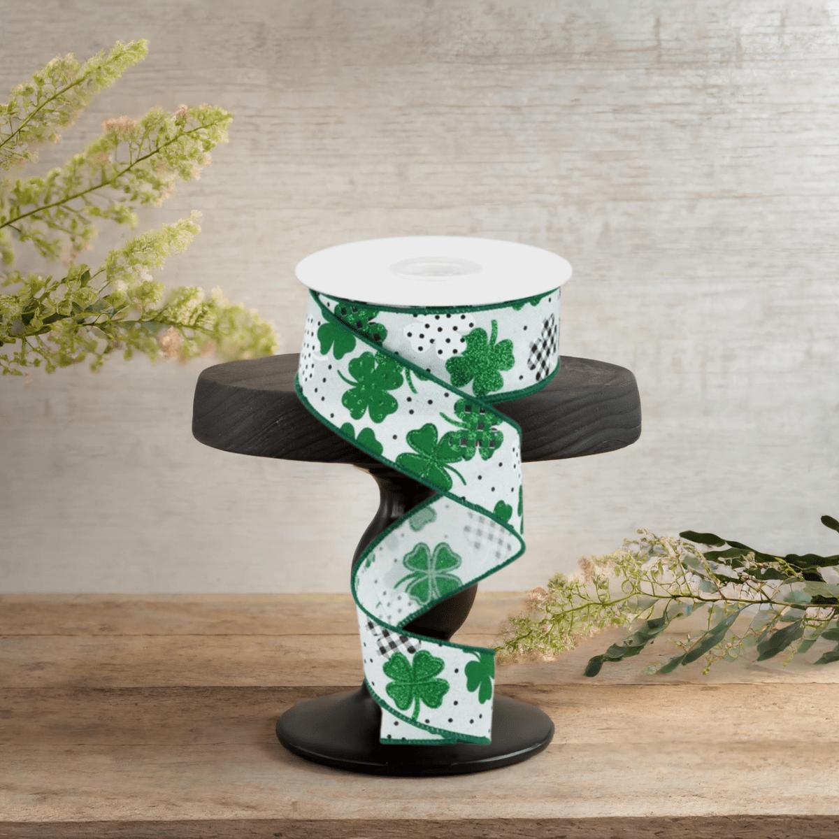 Shop For 1.5" Pattern Shamrock Ribbon: White (10 Yards)