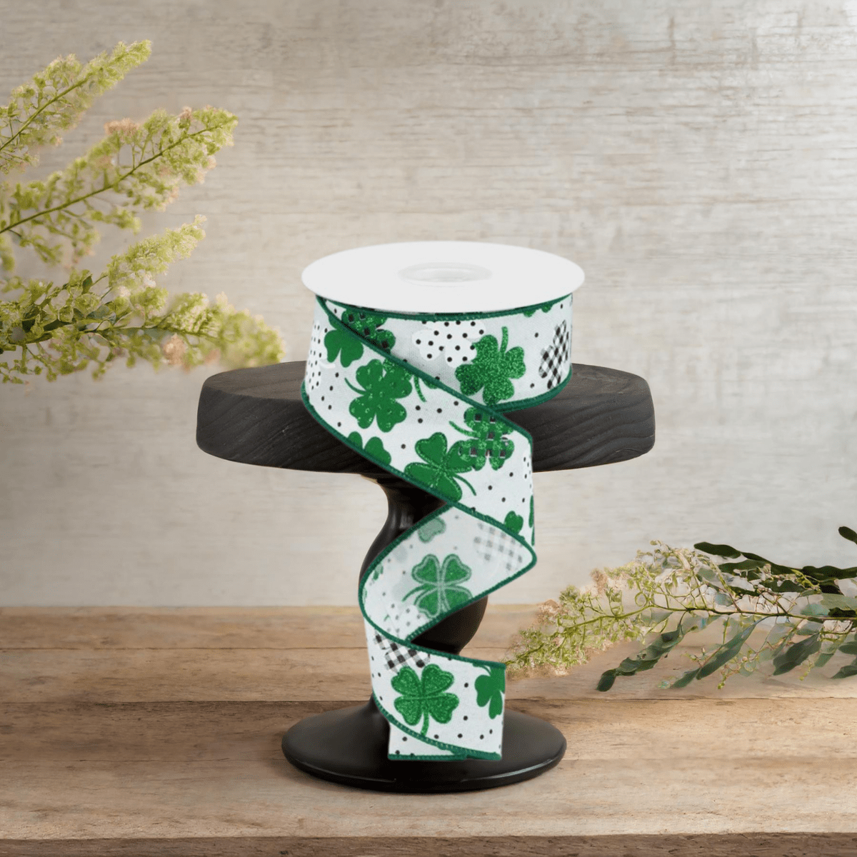 Shop For 1.5" Pattern Shamrock Ribbon: White (10 Yards)