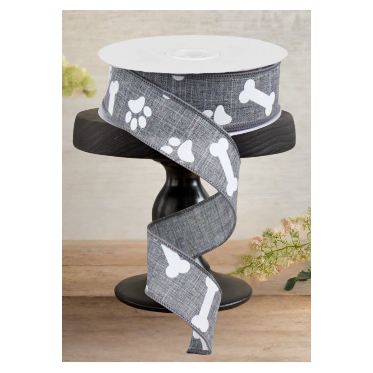 Shop For 1.5" Paw Print Royal Ribbon: Grey (10 Yards)