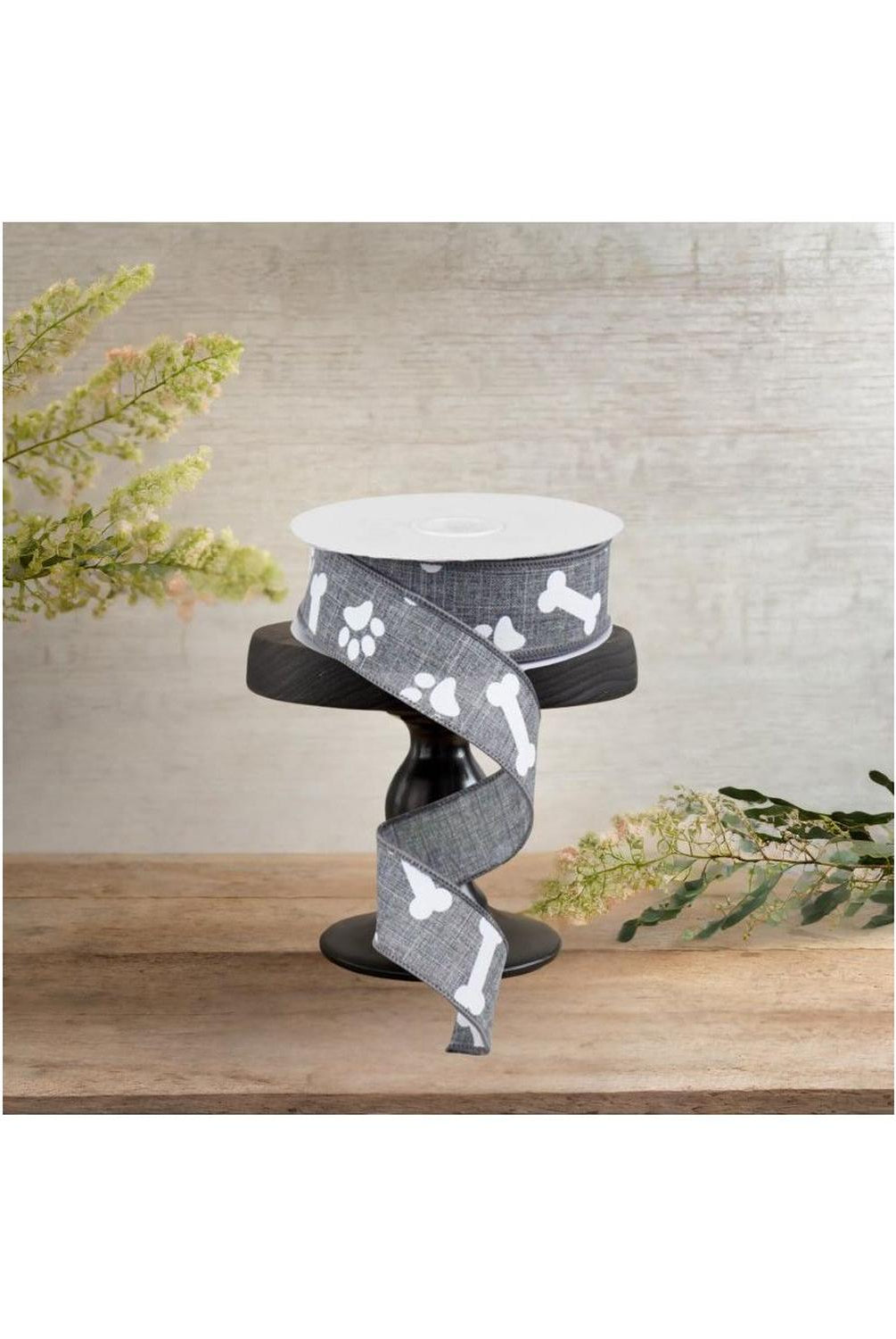 Shop For 1.5" Paw Print Royal Ribbon: Grey (10 Yards)