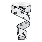 Shop For 1.5" Paw Print Royal Ribbon: White & Black (10 Yards)