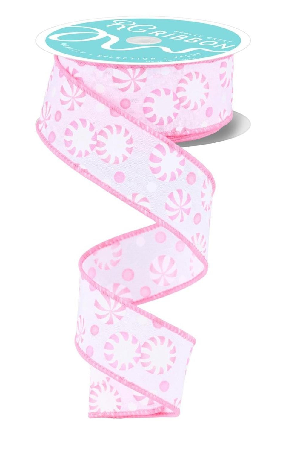 1.5" Peppermint Candies Ribbon: Pink (10 Yards)