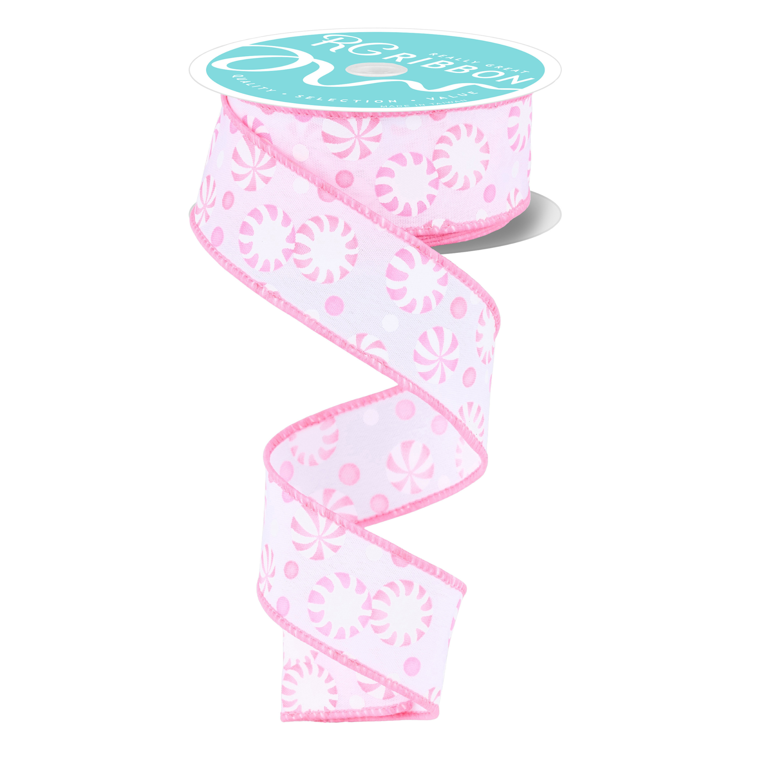 Shop For 1.5" Peppermint Candies Ribbon: Pink (10 Yards)