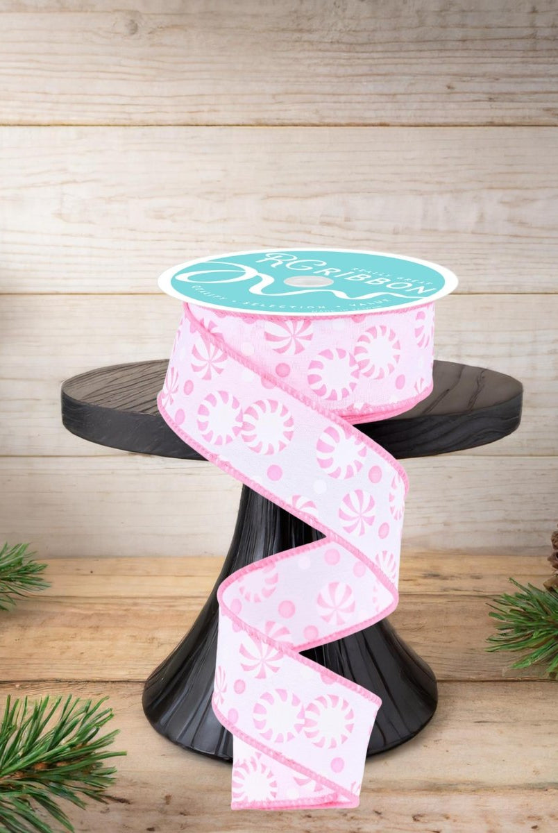 Shop For 1.5" Peppermint Candies Ribbon: Pink (10 Yards)