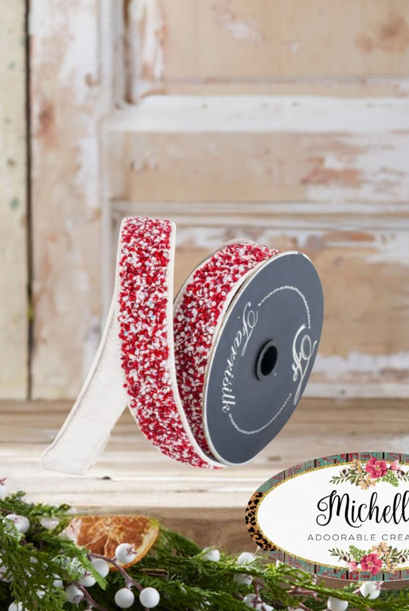 Shop For 1.5" Peppermint Multi Sprinkles Ribbon: Red/White (10 Yards)