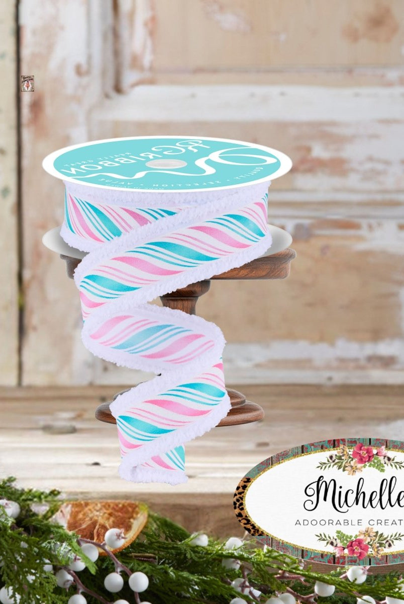 Shop For 1.5" Peppermint Twist Drift Ribbon: Pink/Mint (10 Yards)