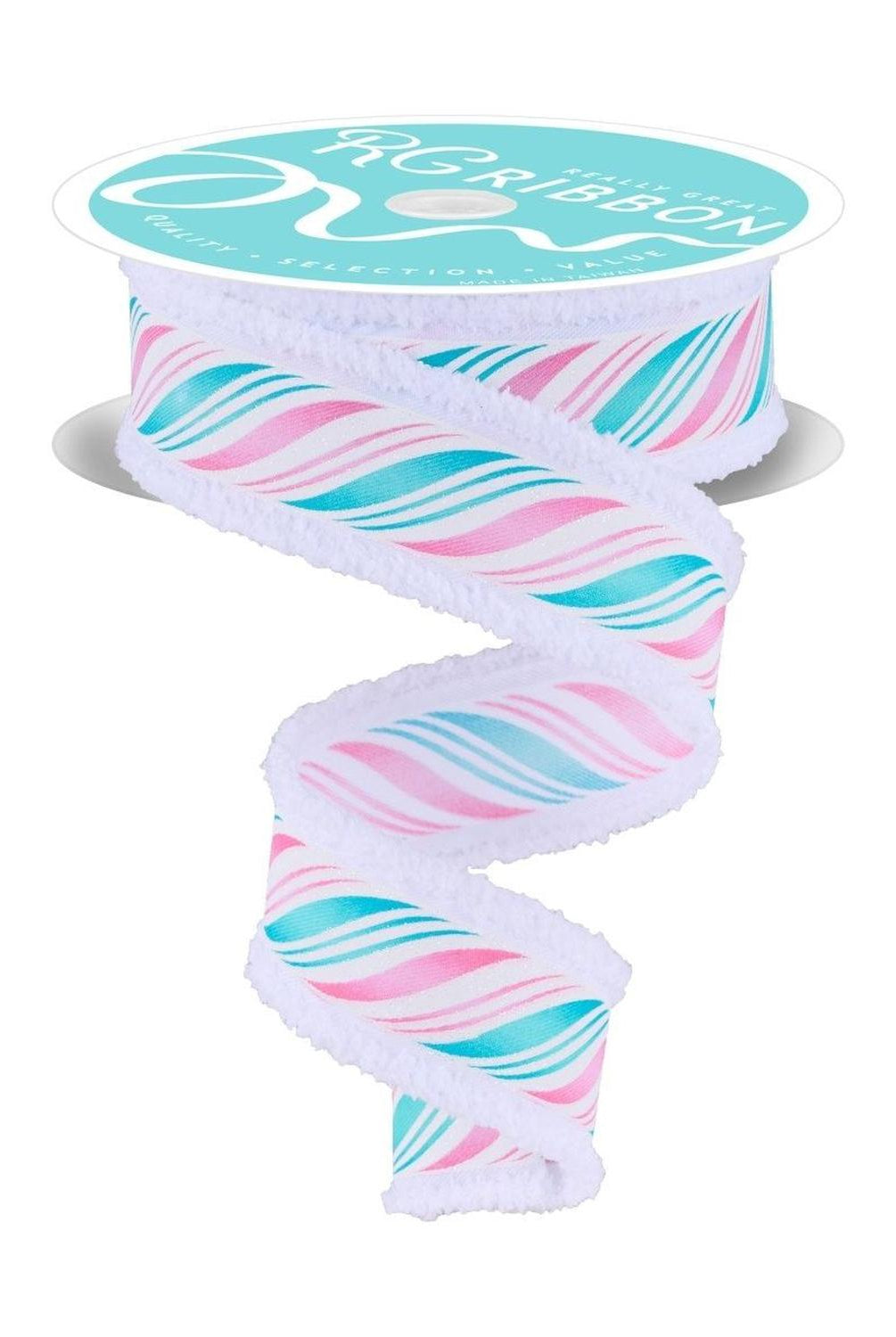 1.5" Peppermint Twist Drift Ribbon: Pink/Mint (10 Yards)
