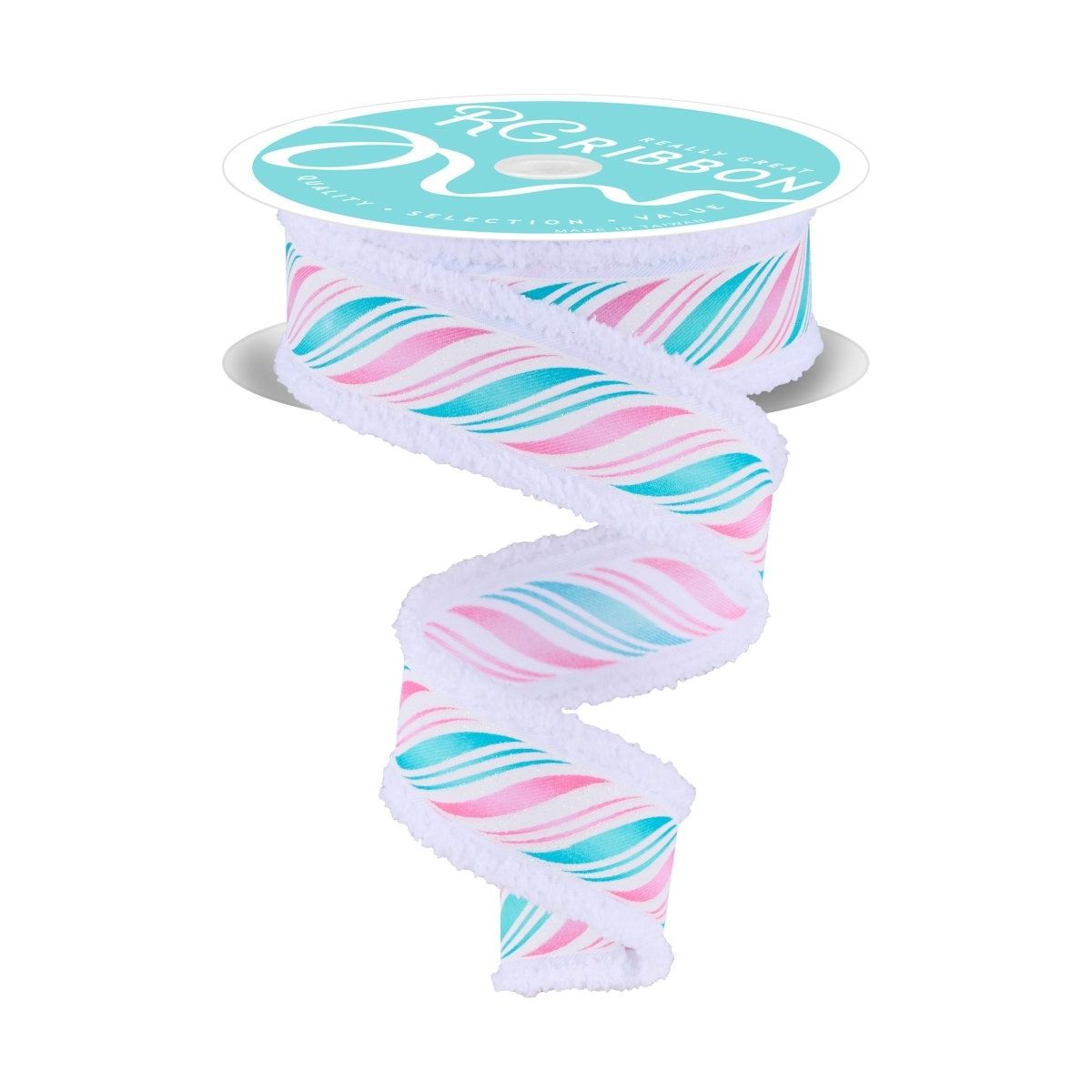 Shop For 1.5" Peppermint Twist Drift Ribbon: Pink/Mint (10 Yards)