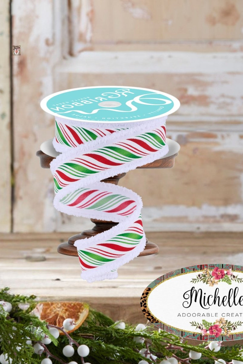 Shop For 1.5" Peppermint Twist Drift Ribbon: Red/Green (10 Yards)