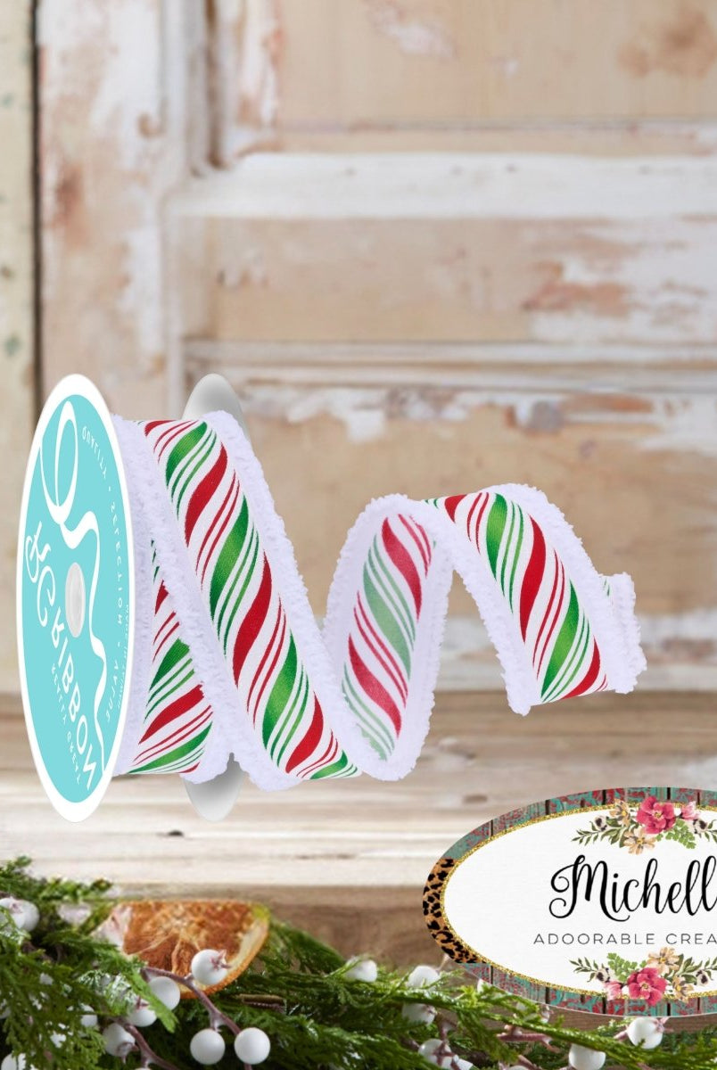 Shop For 1.5" Peppermint Twist Drift Ribbon: Red/Green (10 Yards)