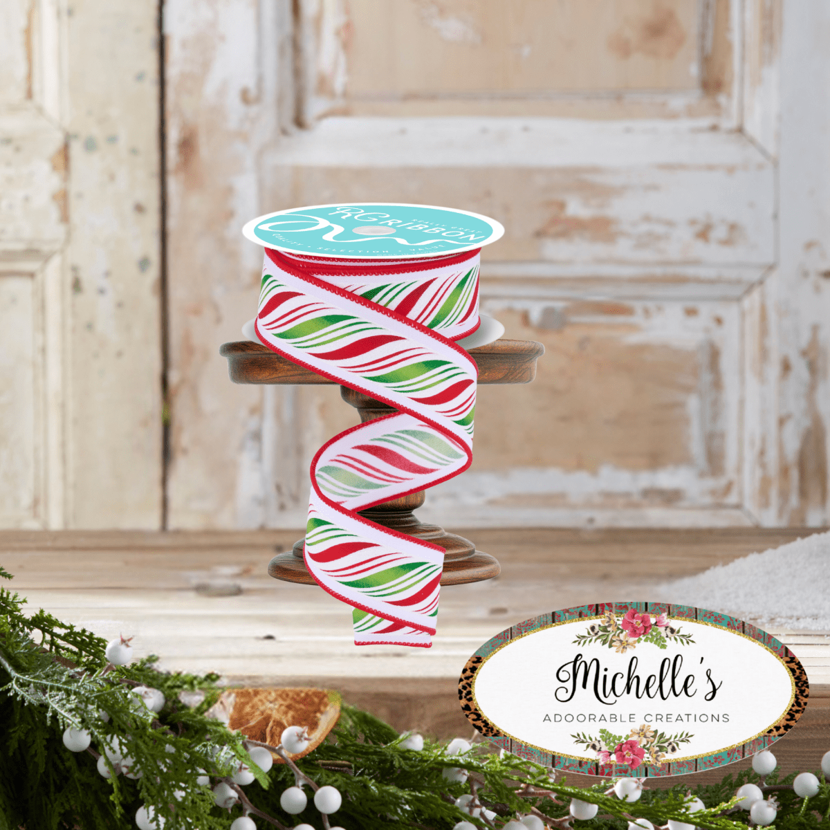 Shop For 1.5" Peppermint Twist Ribbon: Red/Green (10 Yards)