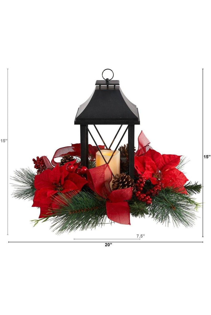 Shop For 15” Poinsettia Lantern and LED Candle Table Arrangement