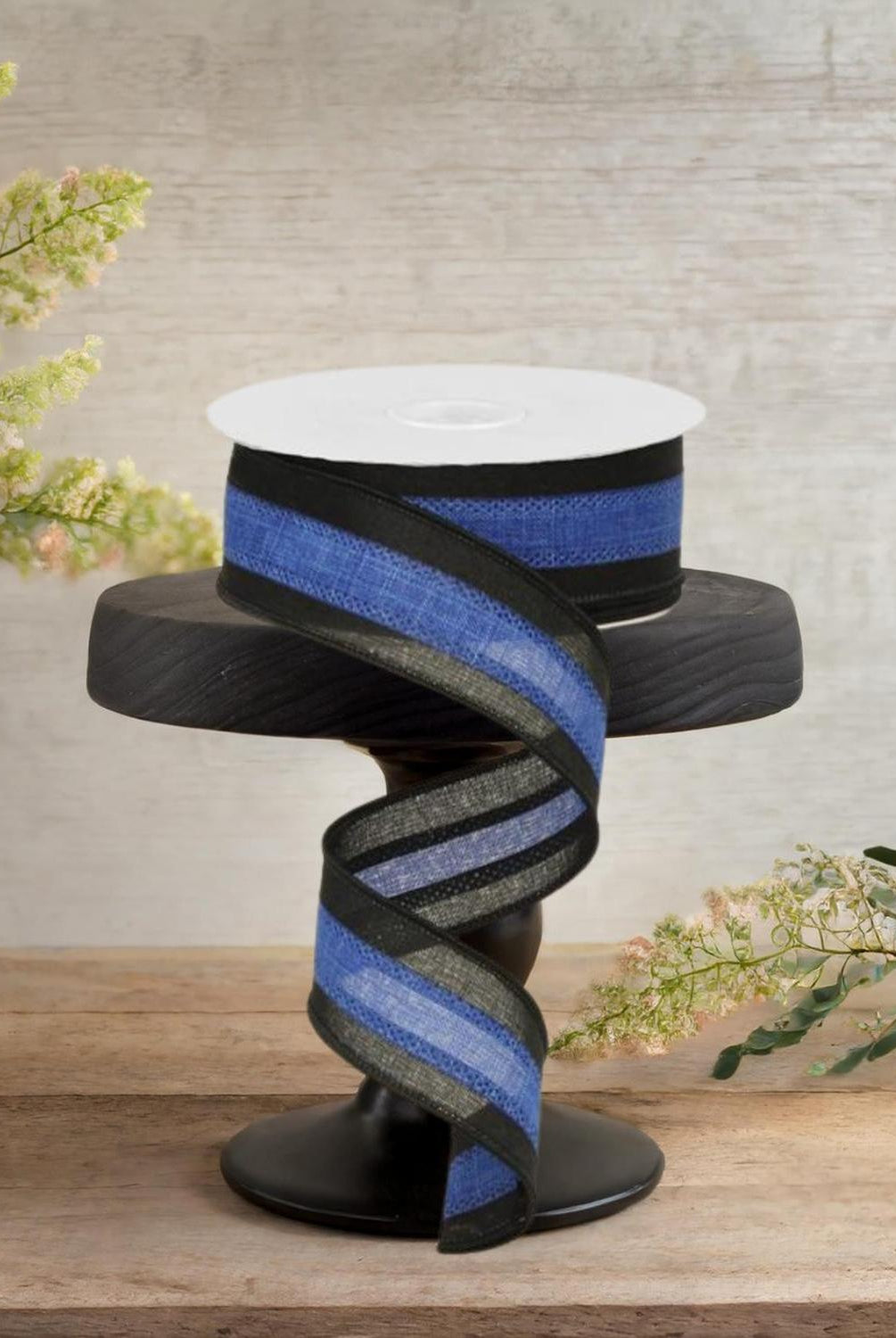 1.5" Police Support Ribbon: Black & Blue (10 Yards)