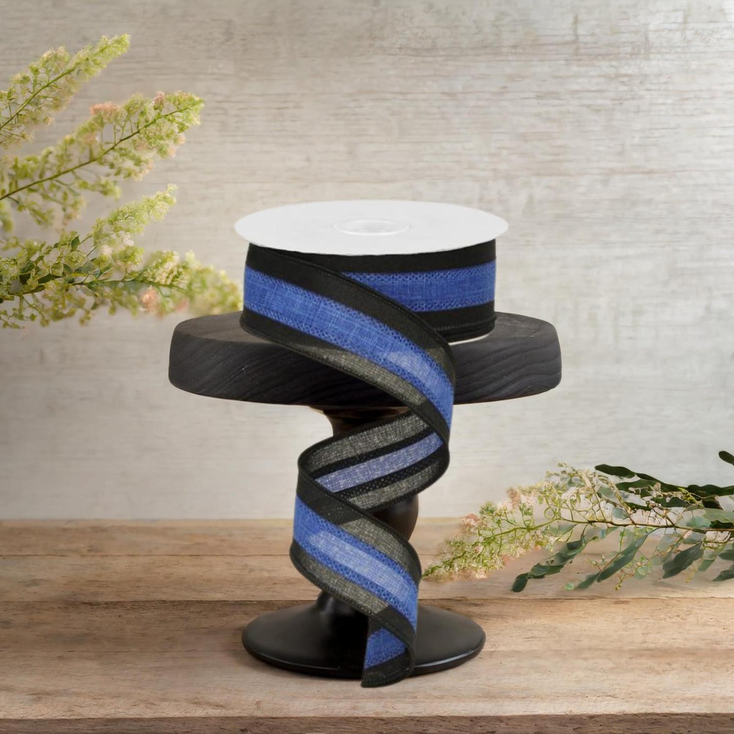 1.5" Police Support Ribbon: Black & Blue (10 Yards)