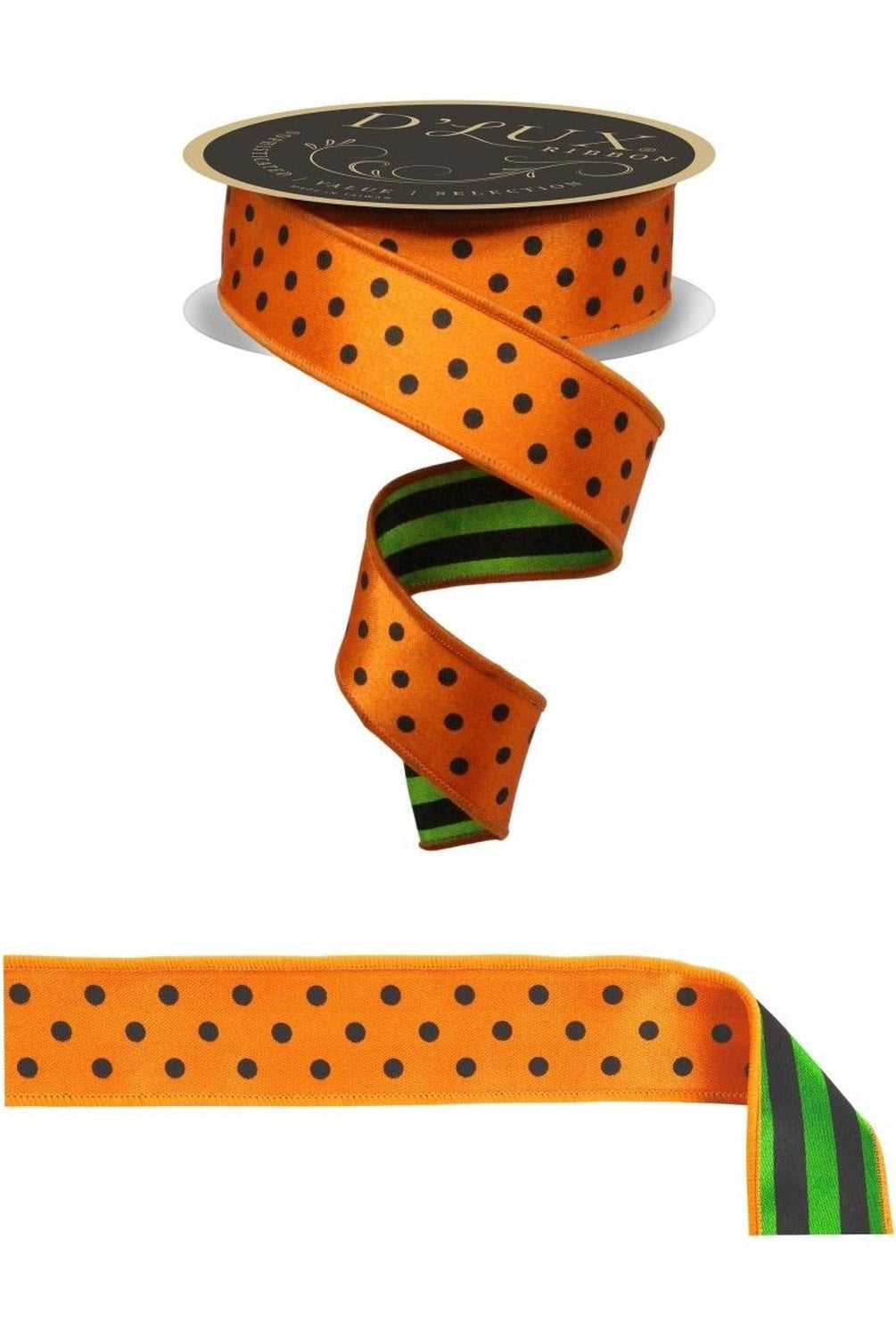 Shop For 1.5" Polka Dot Striped Fused Ribbon: Orange (10 Yards)