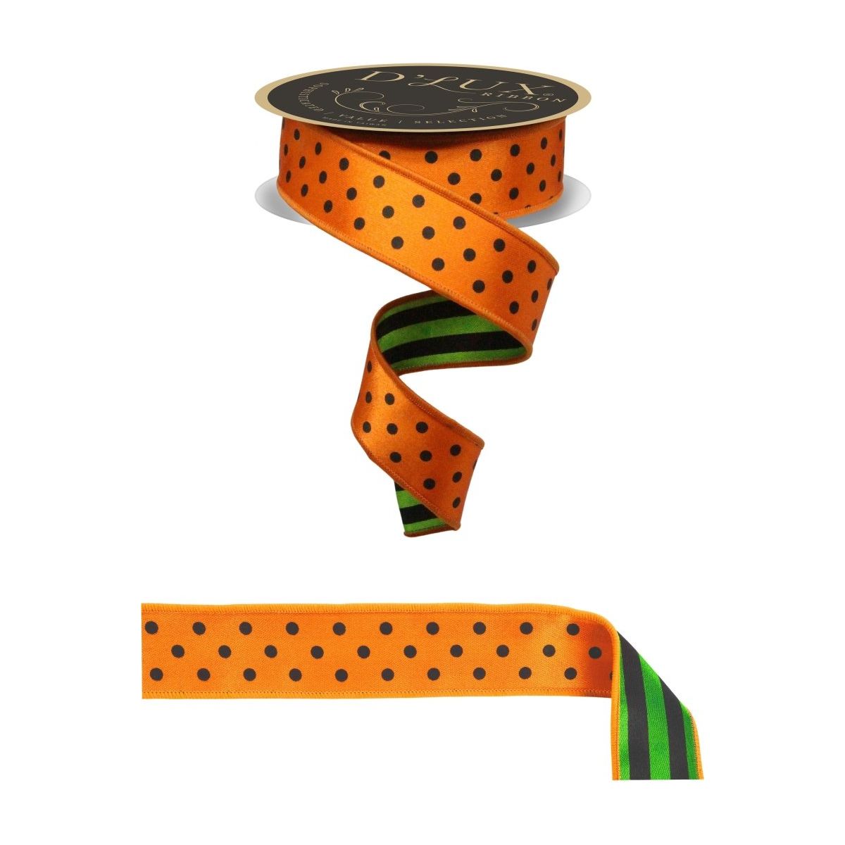 Shop For 1.5" Polka Dot Striped Fused Ribbon: Orange (10 Yards)