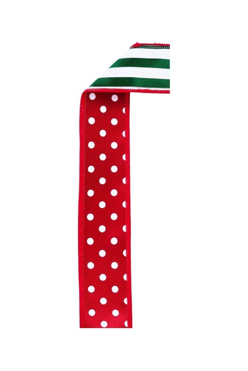 Shop For 1.5" Polka Dot Striped Fused Ribbon: Red/Green/White (10 Yards)