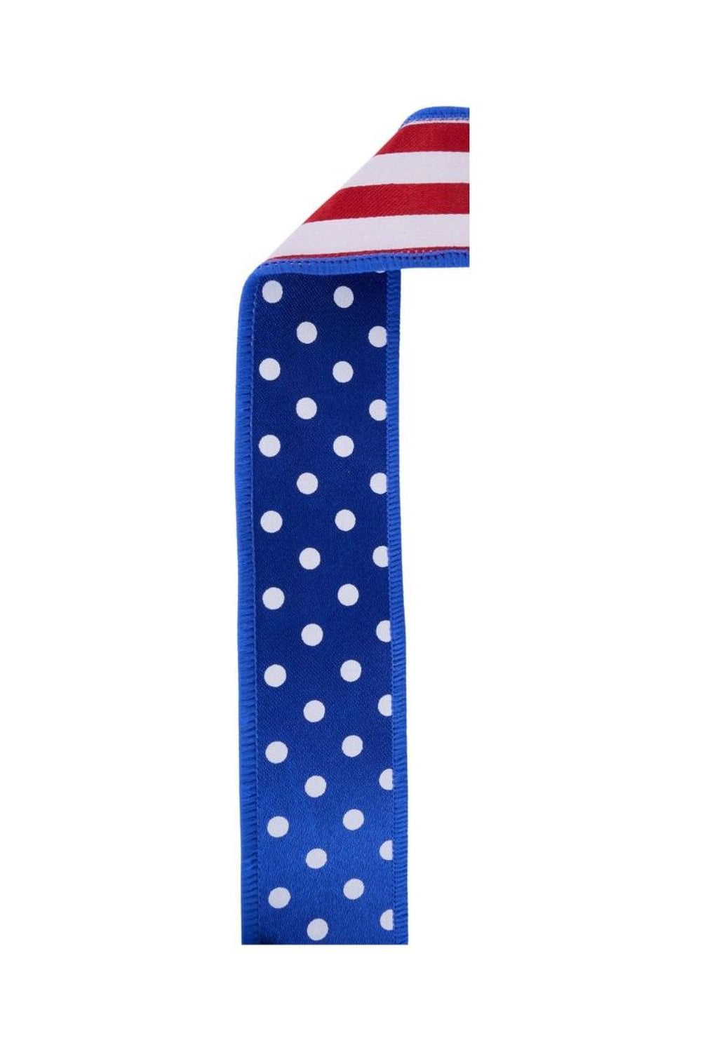 Shop For 1.5" Polka Dot Striped Fused Ribbon: RWB (10 Yards)