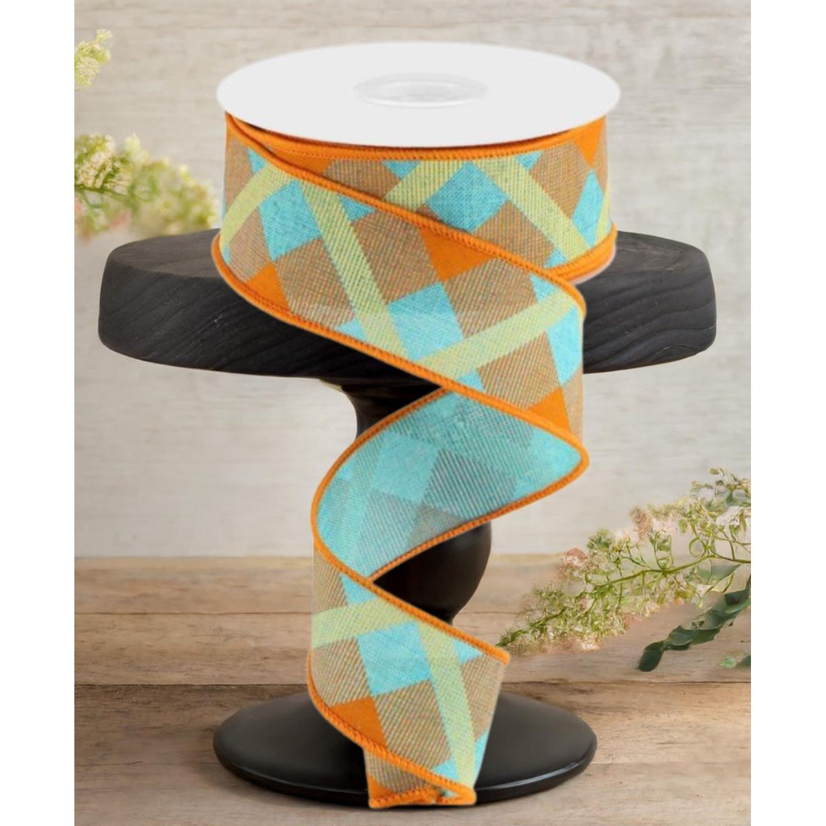 Shop For 1.5" Printed Plaid: Light Teal (10 Yards)