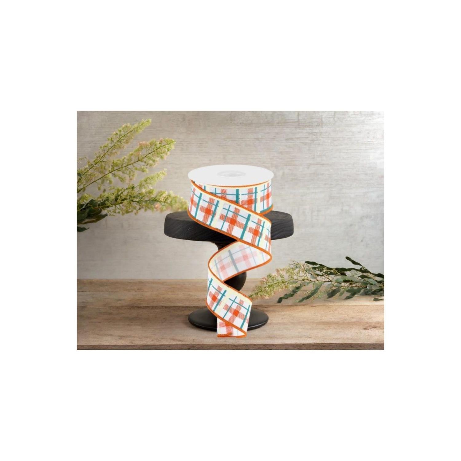 Shop For 1.5" Printed Plaid on Royal: White (10 Yards) at Michelle's aDOORable Creations