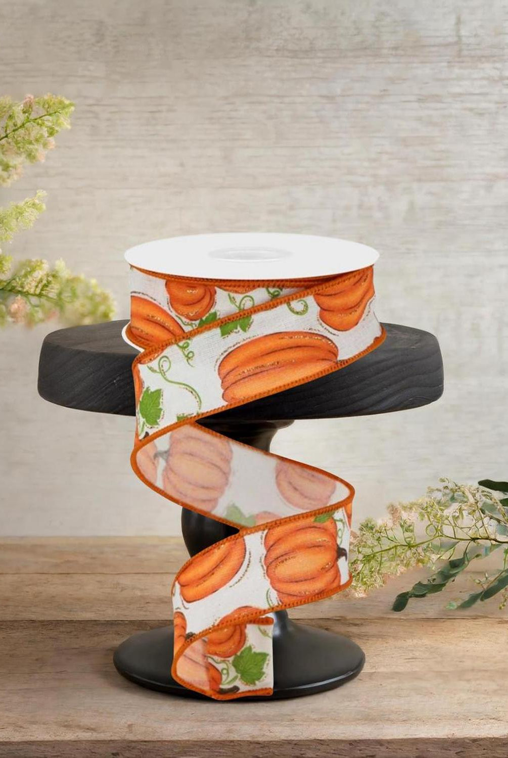 1.5" Pumpkin Patch Ribbon: Off White (10 Yards)