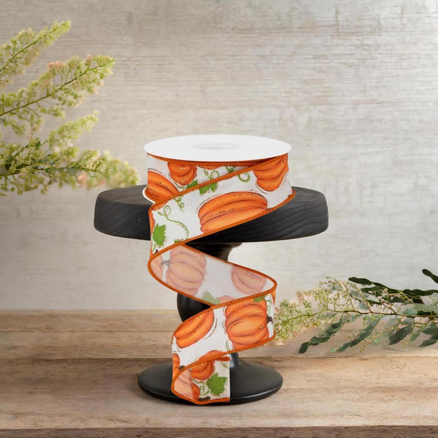 Shop For 1.5" Pumpkin Patch Ribbon: Off White (10 Yards)