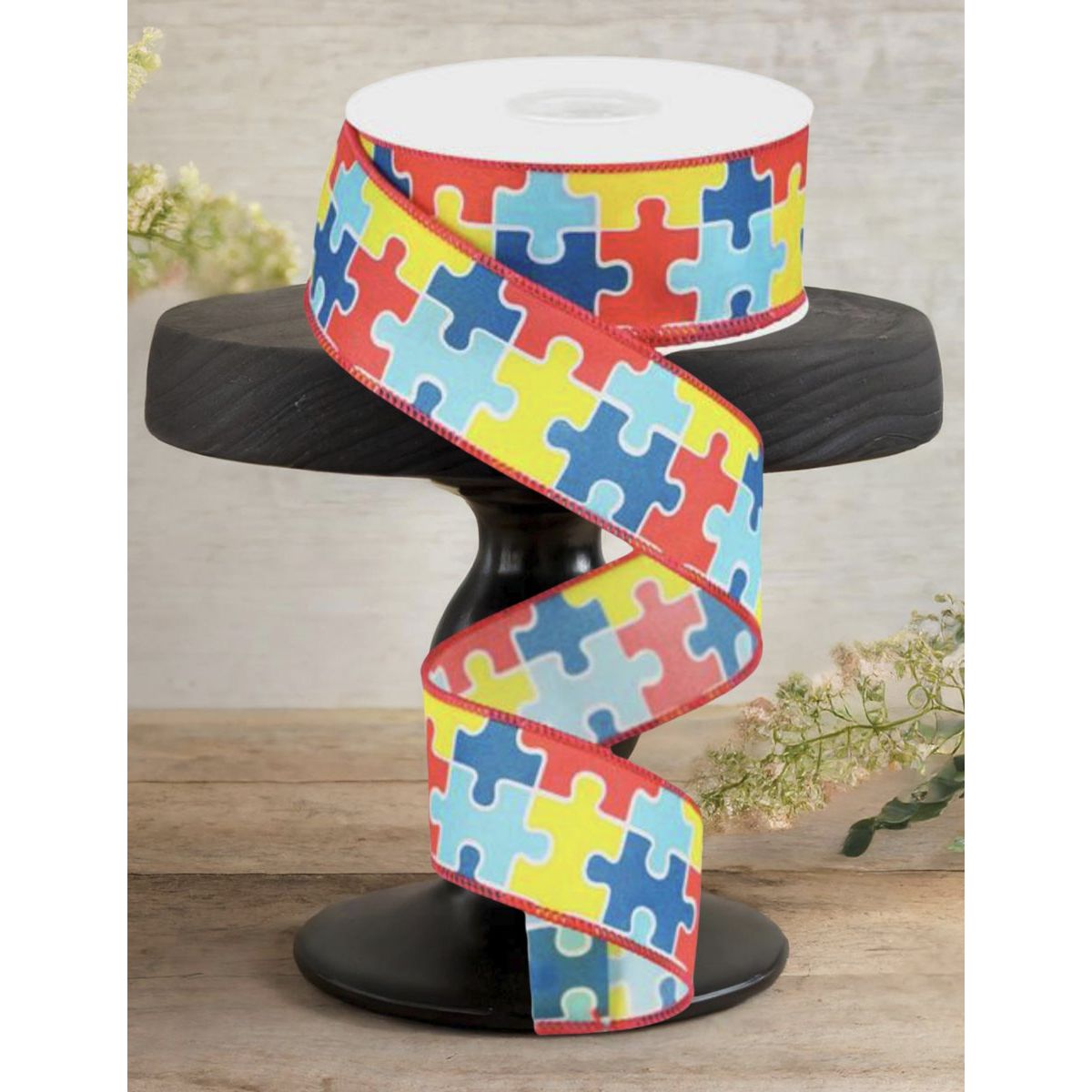 Shop For 1.5" Puzzle Piece Ribbon: Autism Awareness (10 Yards)