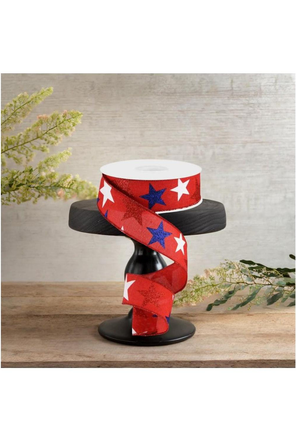 1.5" Red Royal Canvas Ribbon: Patriotic Stars (10 Yards)