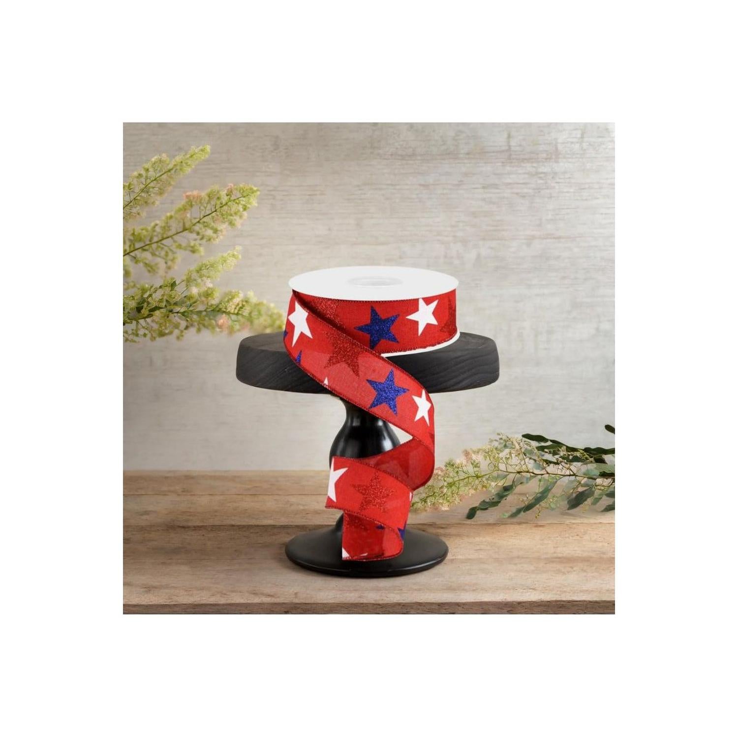 Shop For 1.5" Red Royal Canvas Ribbon: Patriotic Stars (10 Yards)