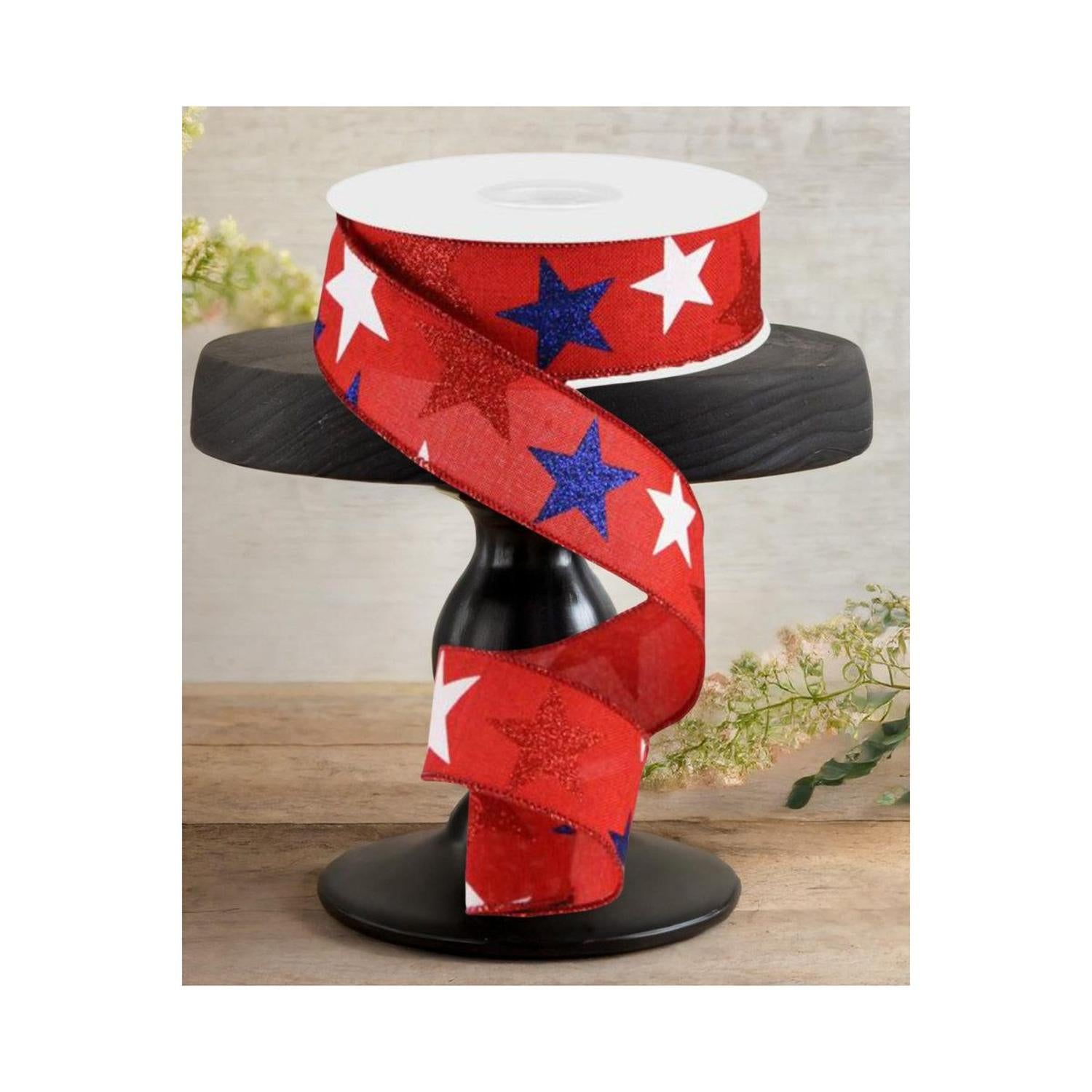 Shop For 1.5" Red Royal Canvas Ribbon: Patriotic Stars (10 Yards)