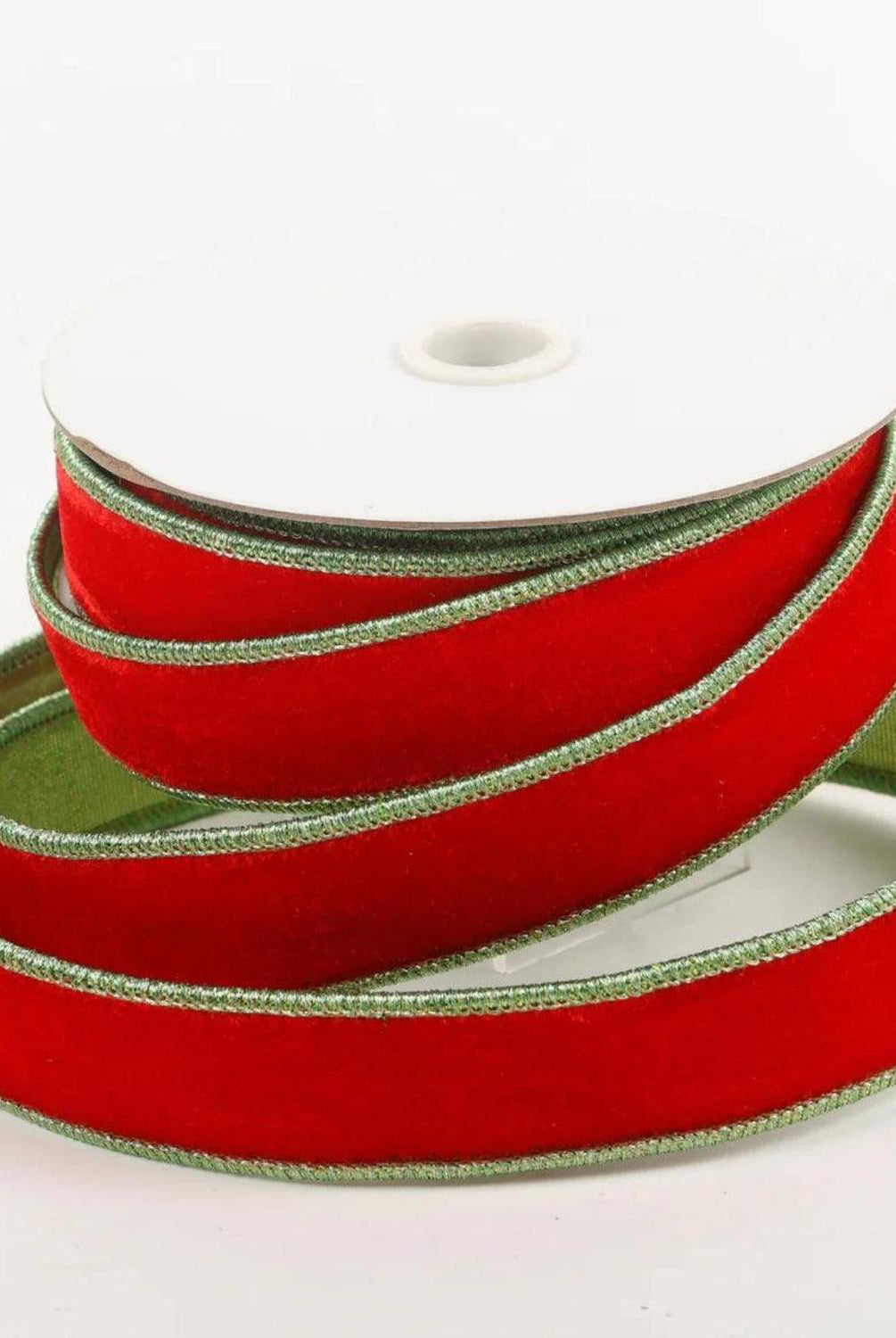 1.5" Red Velvet Lime Green Dupion Ribbon (5 Yards)