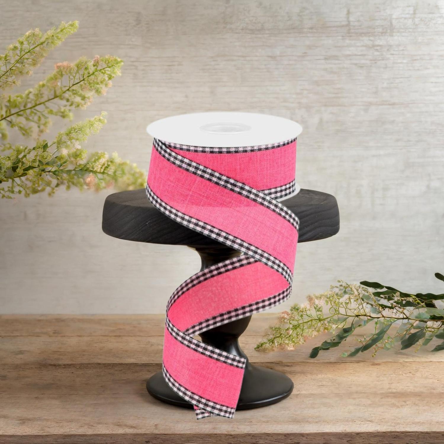Shop For 1.5" Royal Burlap Gingham Edge Ribbon: Hot Pink (10 Yards)