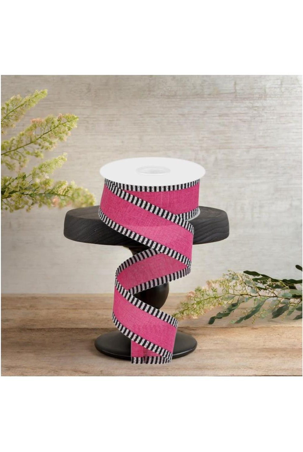 1.5" Royal Burlap Thin Stripe Ribbon: Fuchsia (10 Yards)